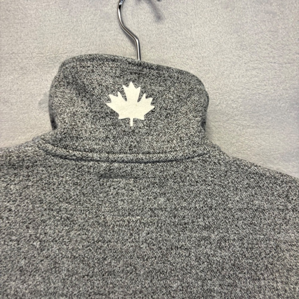 Roots 1/4 Zip Sweatshirt Womens Medium Gray Heathered Beaver Maple Leaf Casual - Picture 8 of 12